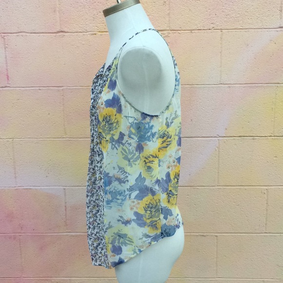 Joie Silk Chiffon Mixed Floral Print Swing Top - Picture 6 of 11